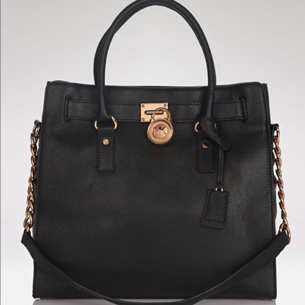 MK Black Soft Saffiano Hamilton w/ Rose Gold